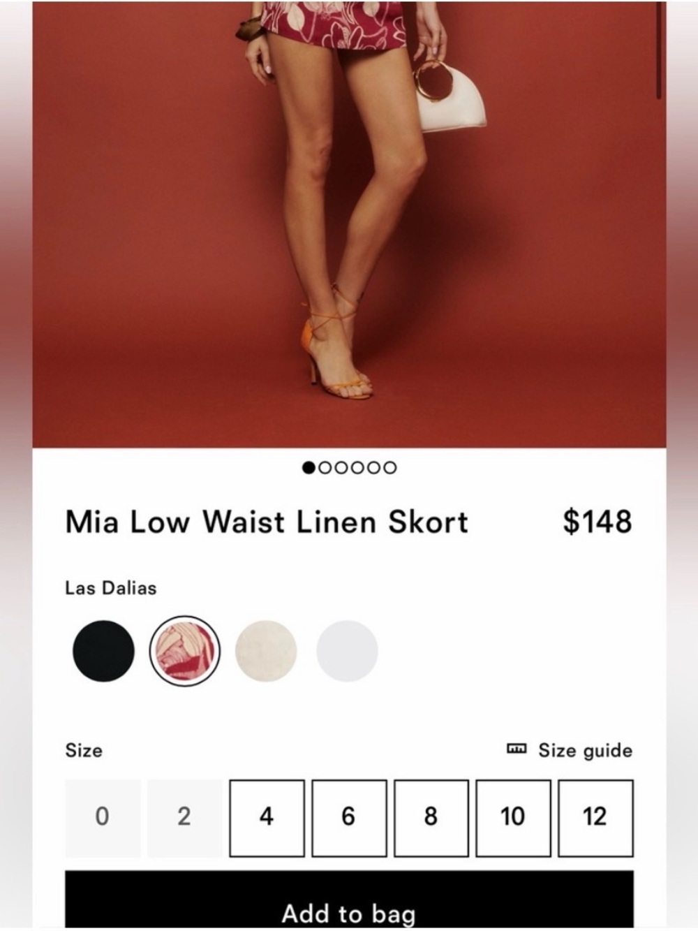 Reformation Mia Low Waist Linen Skort Las Dalias - Picture 5 of 8